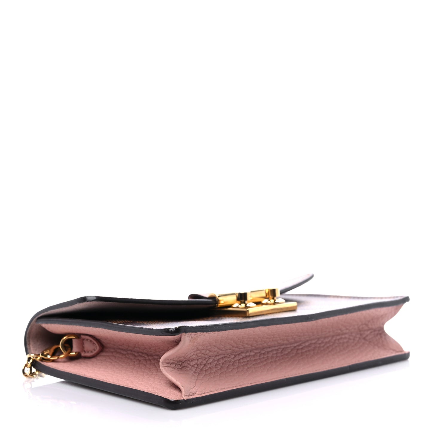 Damier Ebene Croisette Chain Wallet Magnolia