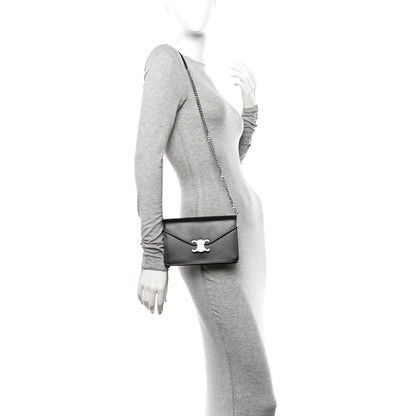Celine Shiny Calfskin Triomphe Margo Wallet on Chain Black 2 of 11