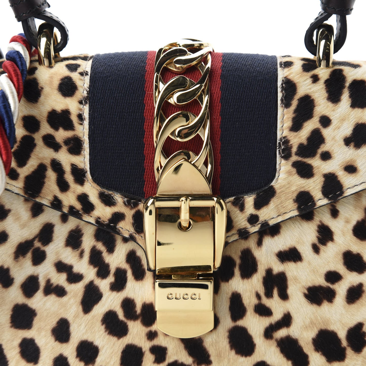 Calf Hair Leopard Print Mini Sylvie Top Handle Bag Naturale Black