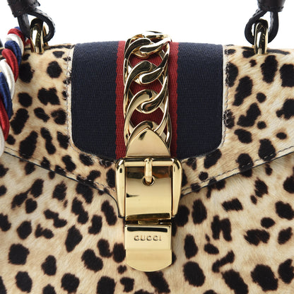 Gucci Calf Hair Leopard Print Mini Sylvie Top Handle Bag Naturale Black 11 of 11