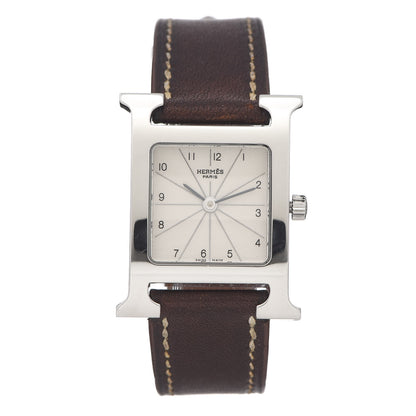 Hermes Stainless Steel Barenia 21mm Heure H Hour Quartz Watch Fauve 1 of 9