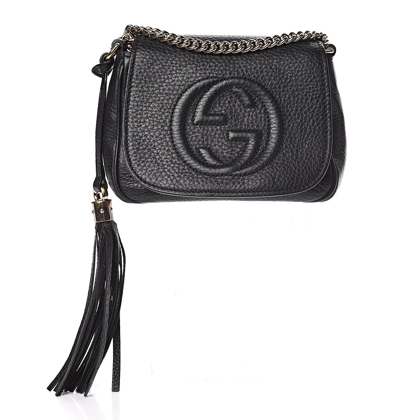 Pebbled Calfskin Small Soho Flap Crossbody Black