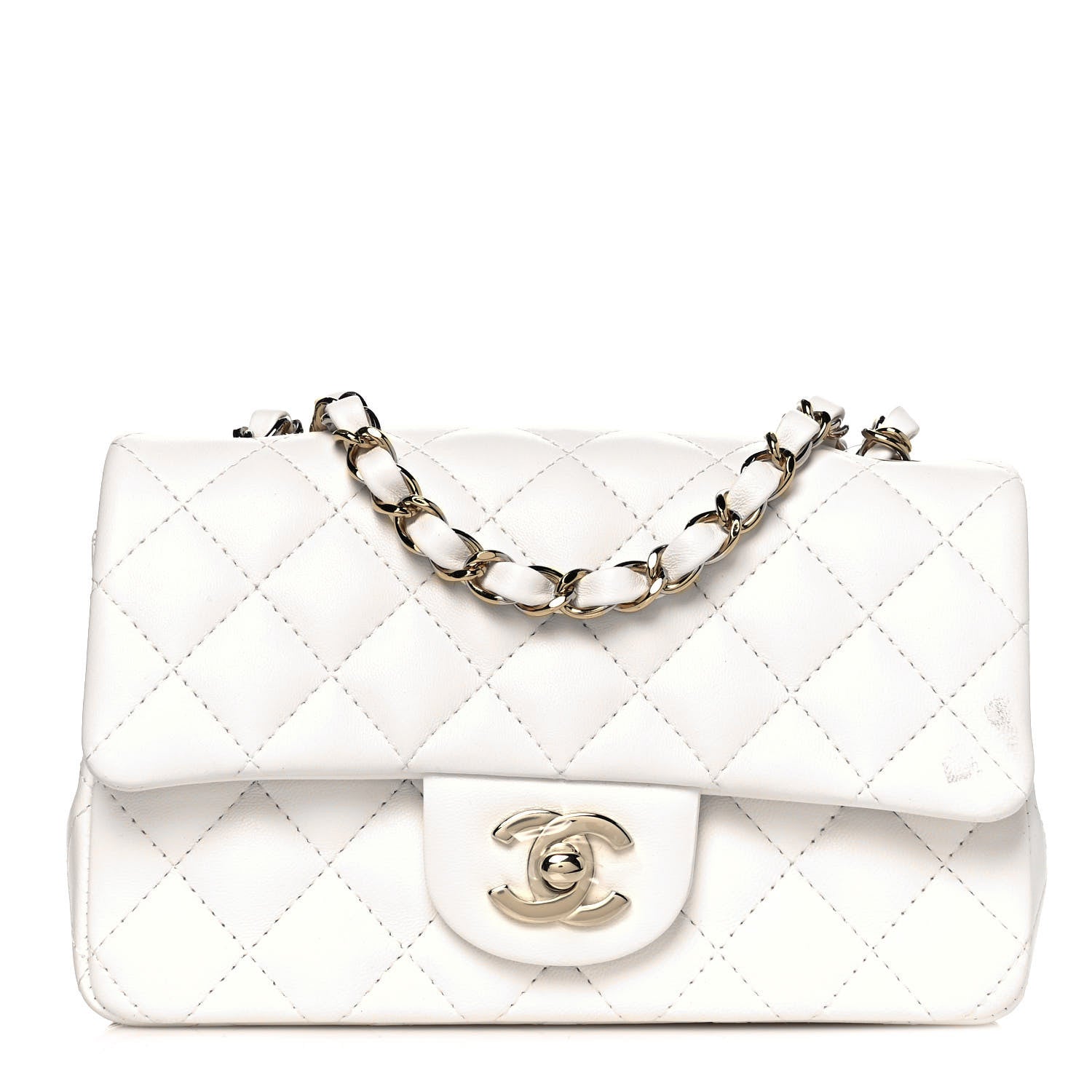 Chanel Lambskin Quilted Mini Rectangular Flap White 1 of 15