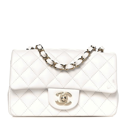 Chanel Lambskin Quilted Mini Rectangular Flap White 1 of 15