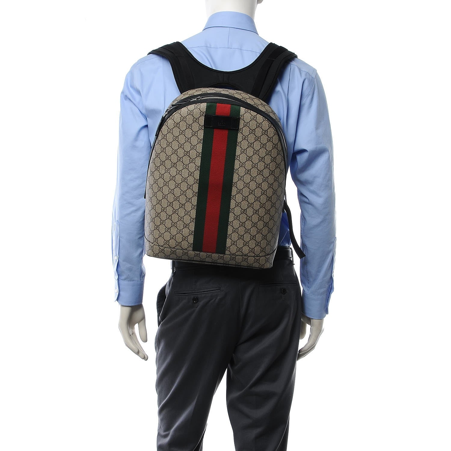 Gucci GG Supreme Monogram Web Dome Backpack Black 2 of 8