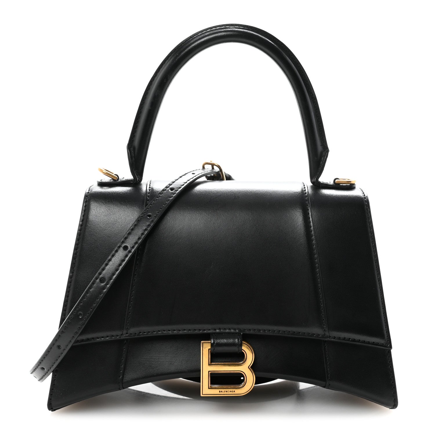 Balenciaga Shiny Box Calfskin Small Hourglass Top Handle Bag Black 1 of 9