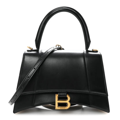 Balenciaga Shiny Box Calfskin Small Hourglass Top Handle Bag Black 1 of 9