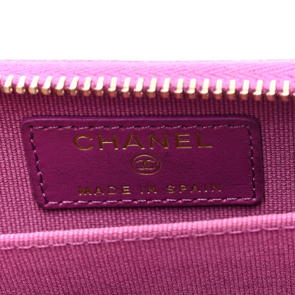 Chanel Caviar Quilted Zip Around Coin Purse Wallet Purple 6 of 8