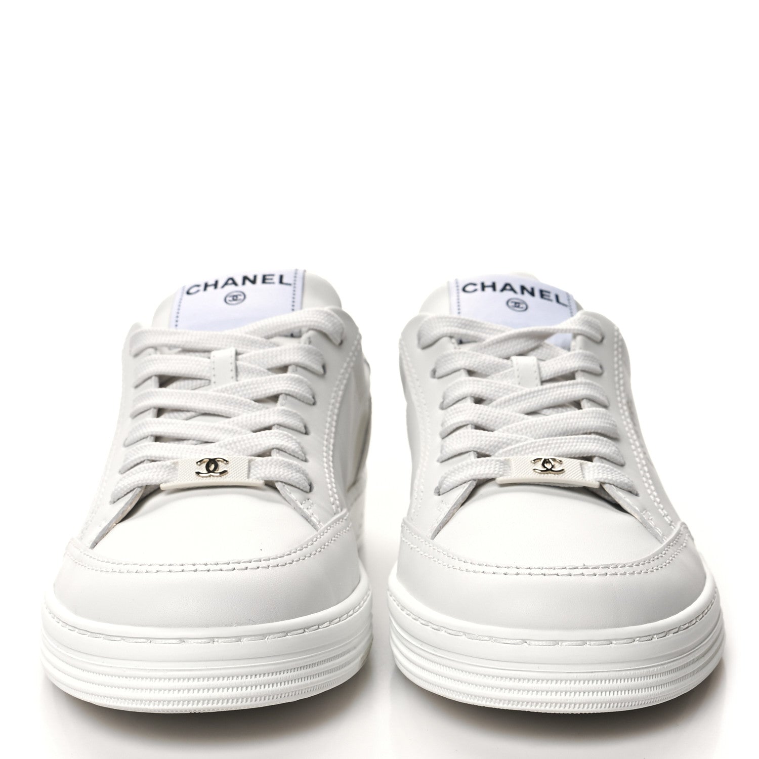 Chanel Calfskin Womens CC Logo Sneakers 37 White 2 of 9