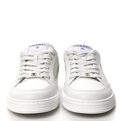Chanel Calfskin Womens CC Logo Sneakers 37 White 2 of 9