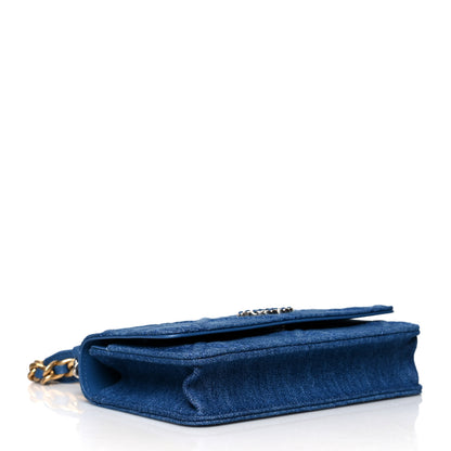 Chanel Denim Quilted Chanel 19 Wallet On Chain WOC Blue 4 of 10