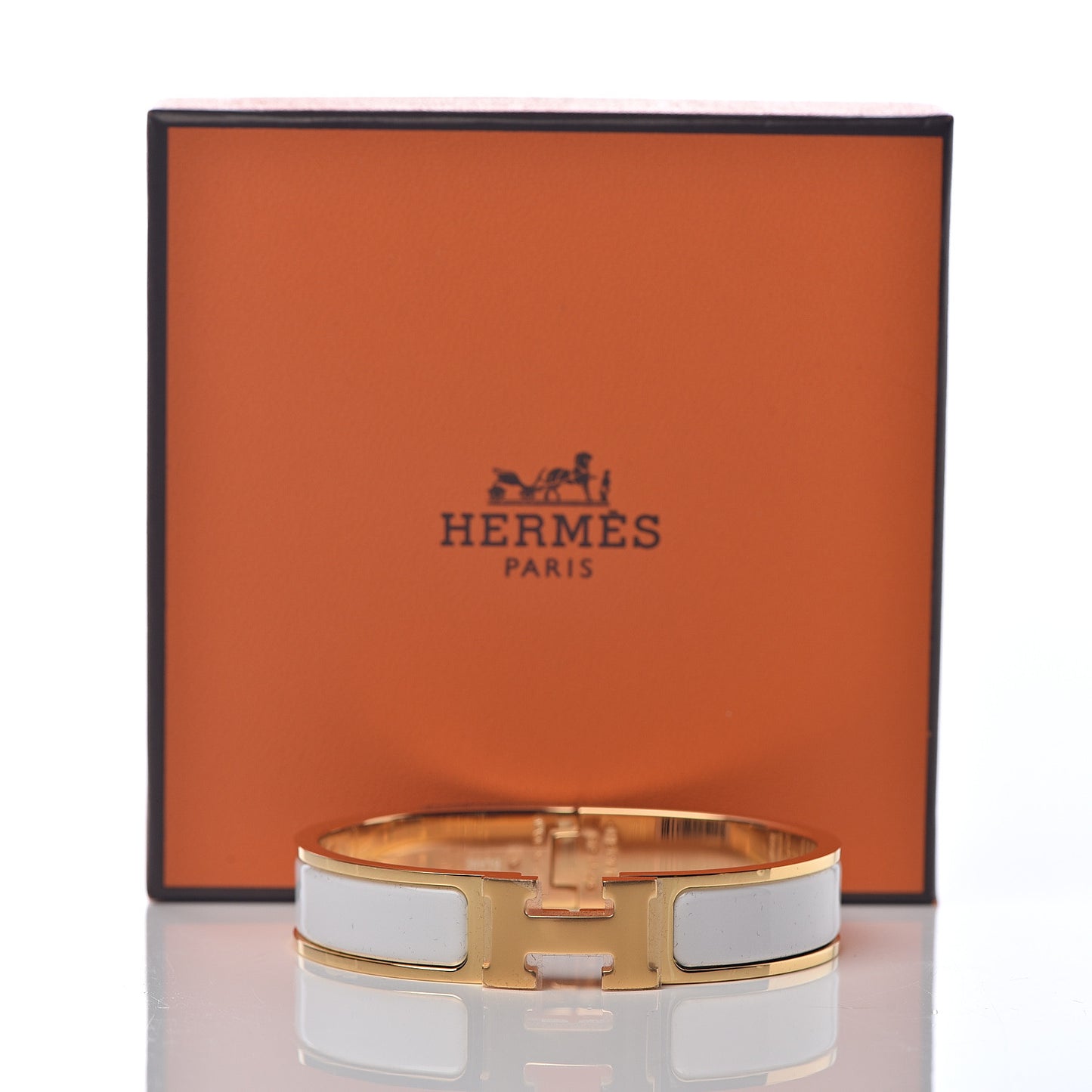 Enamel Narrow Clic Clac H Bracelet PM White
