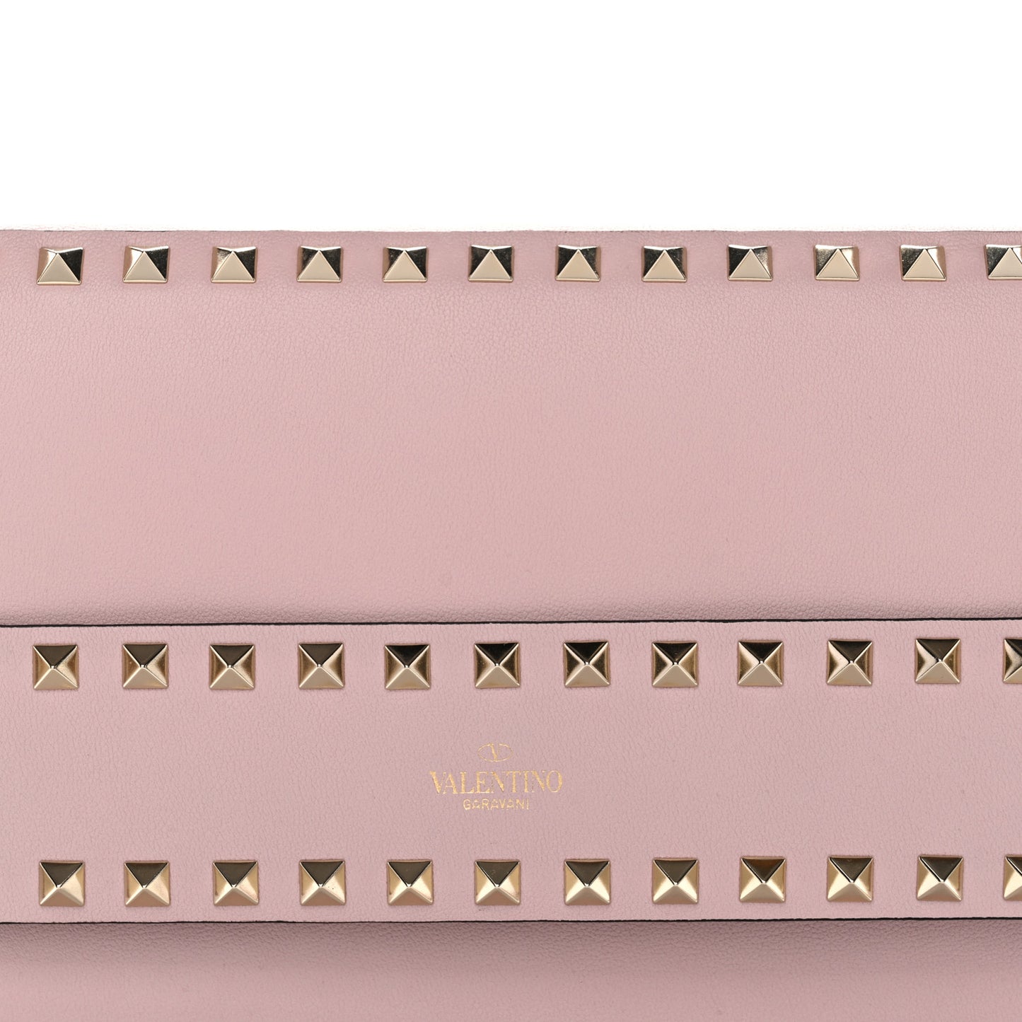 Pebble Calfskin Rockstud Side Slip Wristlet Clutch Water Rose