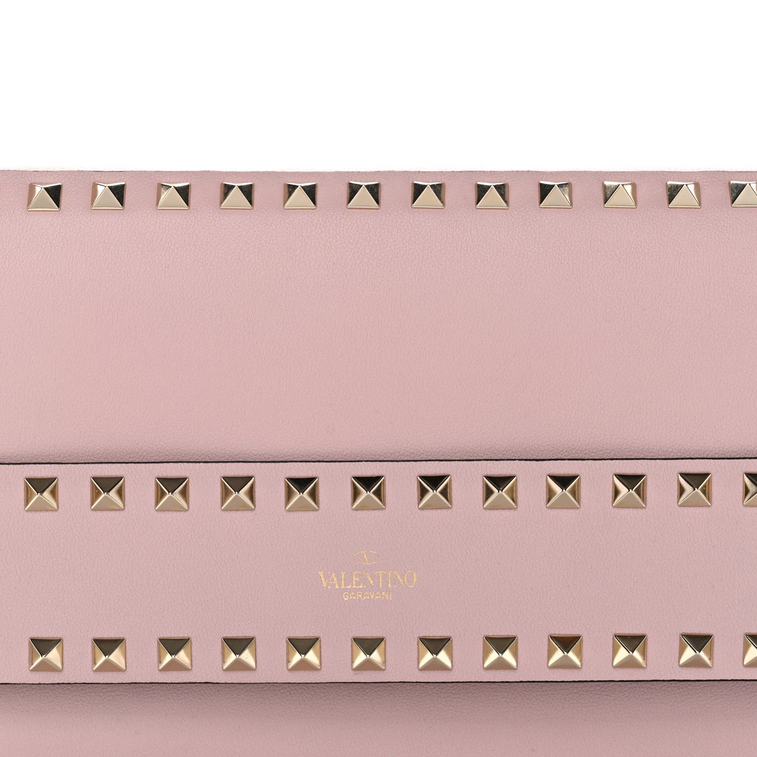 Valentino Garavani Pebble Calfskin Rockstud Side Slip Wristlet Clutch Water Rose 6 of 9