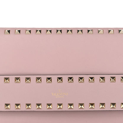 Valentino Garavani Pebble Calfskin Rockstud Side Slip Wristlet Clutch Water Rose 6 of 9