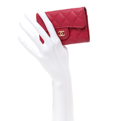 Chanel Caviar Quilted Flap Card Holder Wallet Dark Pink 2 of 9