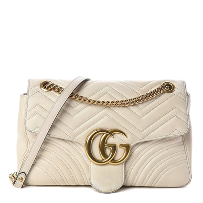 Gucci Calfskin Matelasse Medium GG Marmont Shoulder Bag White 1 of 19