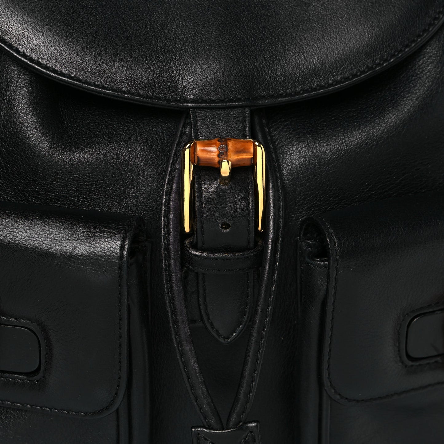 Calfskin Bamboo Backpack Black