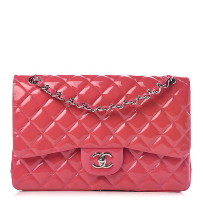 Chanel Patent Calfskin Quilted Jumbo Double Flap Fuchsia 1 of 14