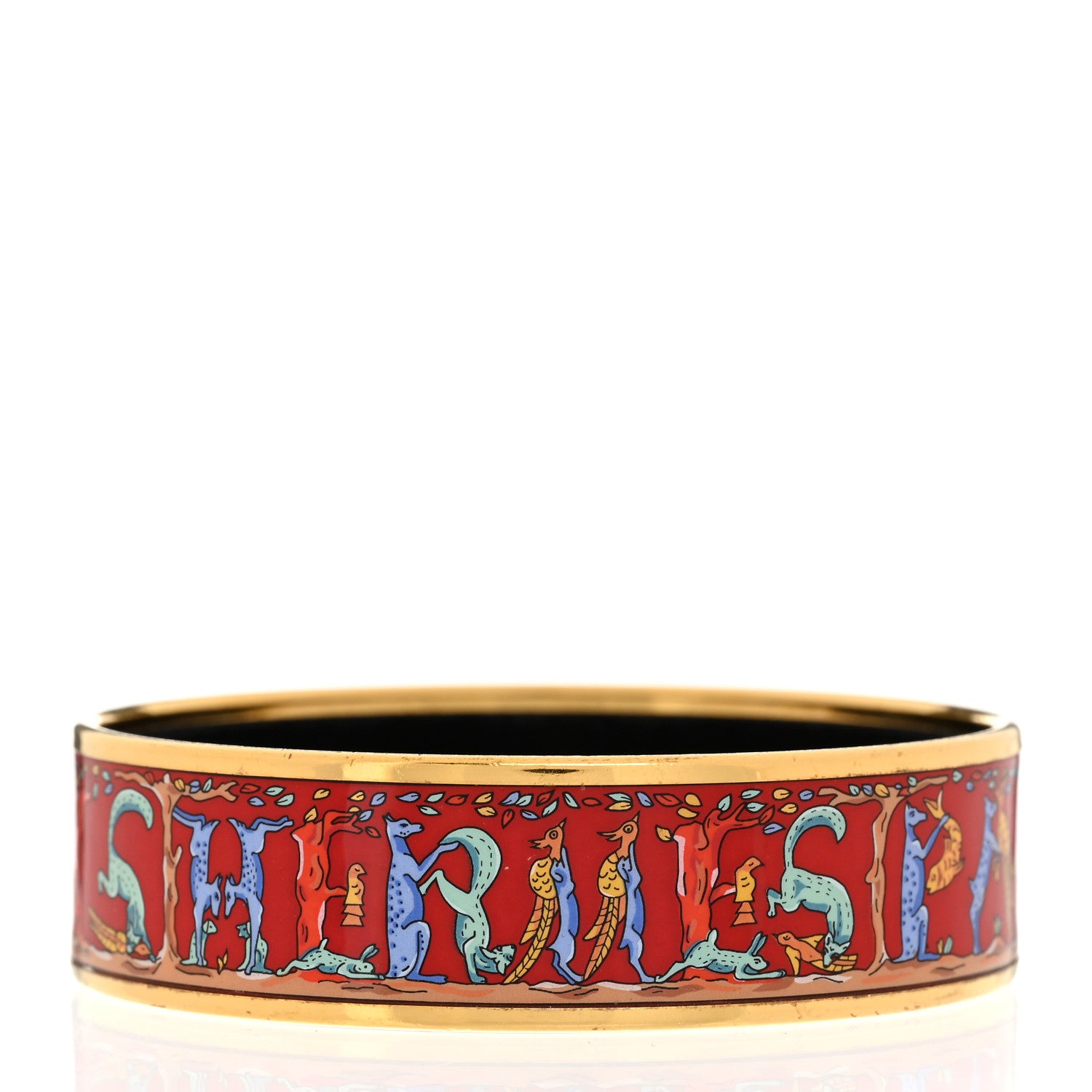 Hermes Enamel Printed Alphabet Animaux Wide Bracelet 70 3 of 5