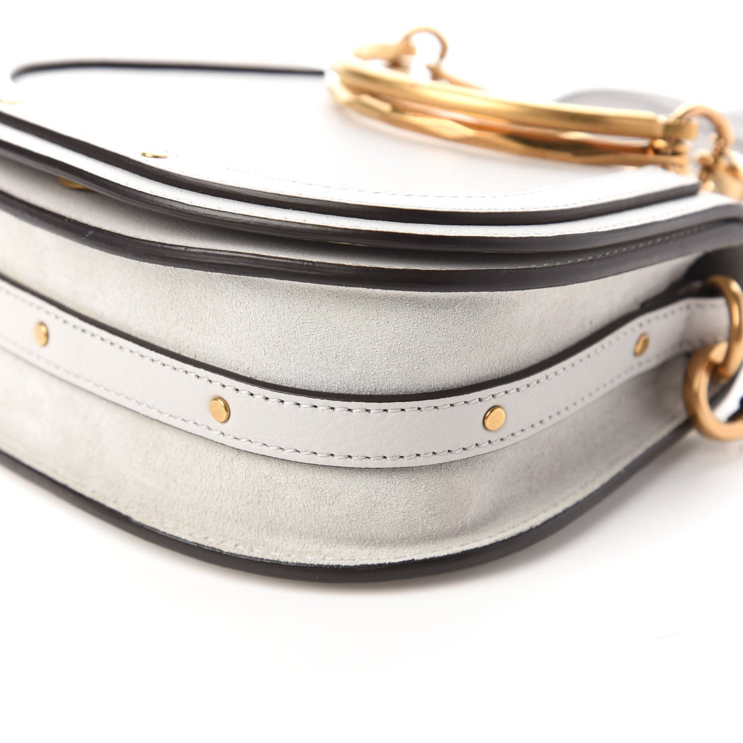 Calfskin Suede Small Nile Bracelet Bag Airy Grey