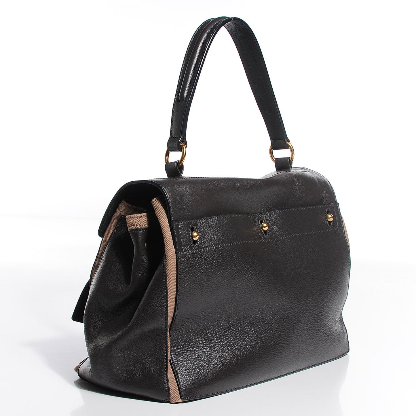 Calfskin Canvas Medium Muse Two Black