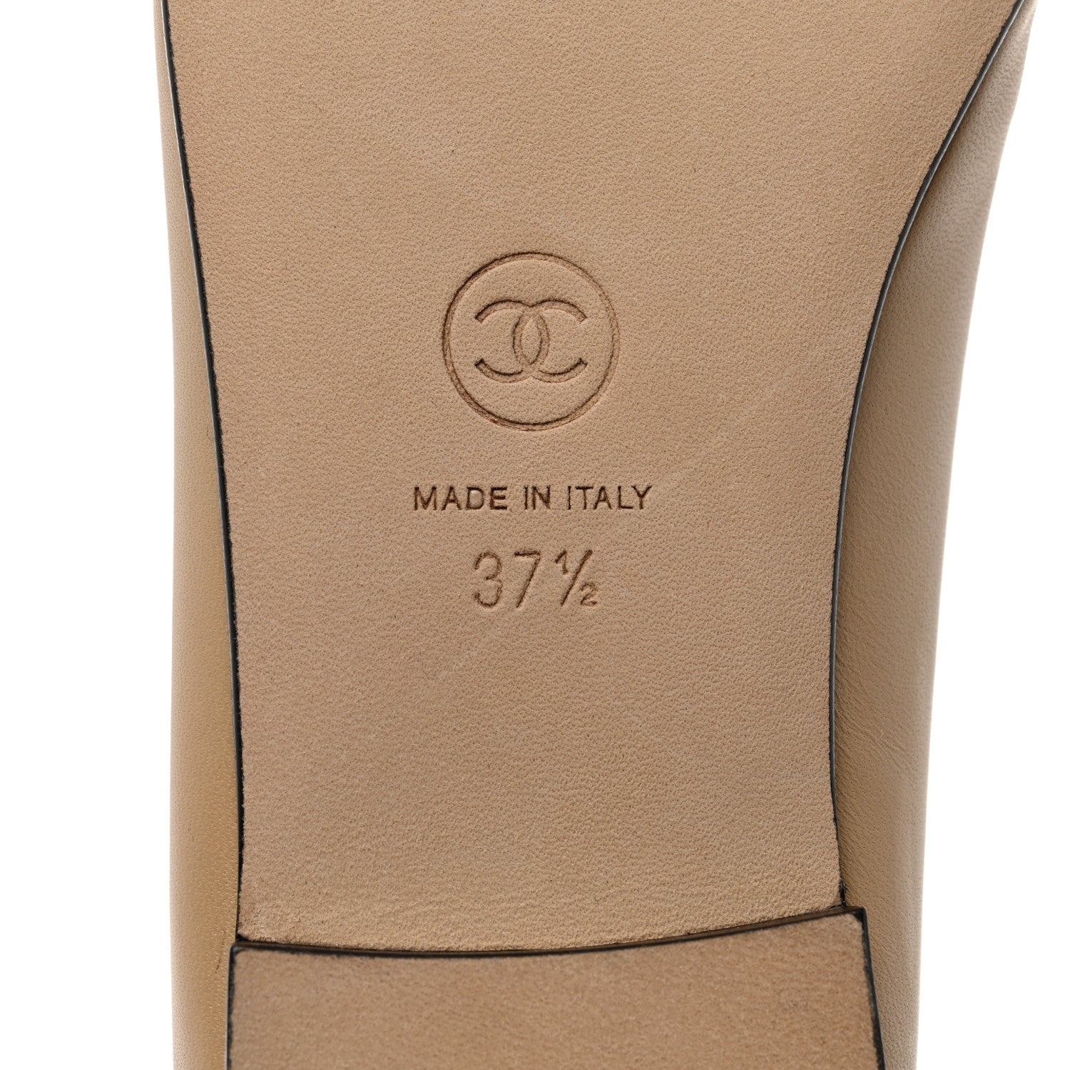 Chanel Lambskin Cap Toe CC Ballerina Flats 37.5 Beige Black 6 of 9