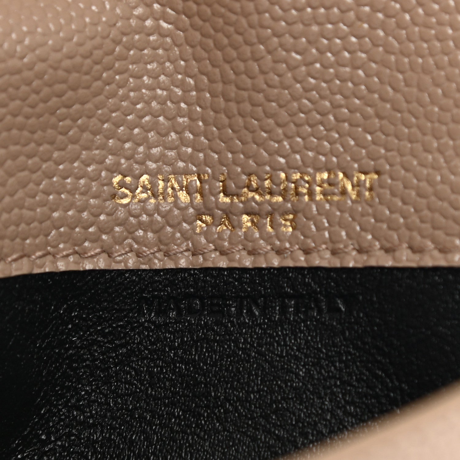 Saint Laurent Grain De Poudre Uptown Monogram Card Case Dark Beige 7 of 9