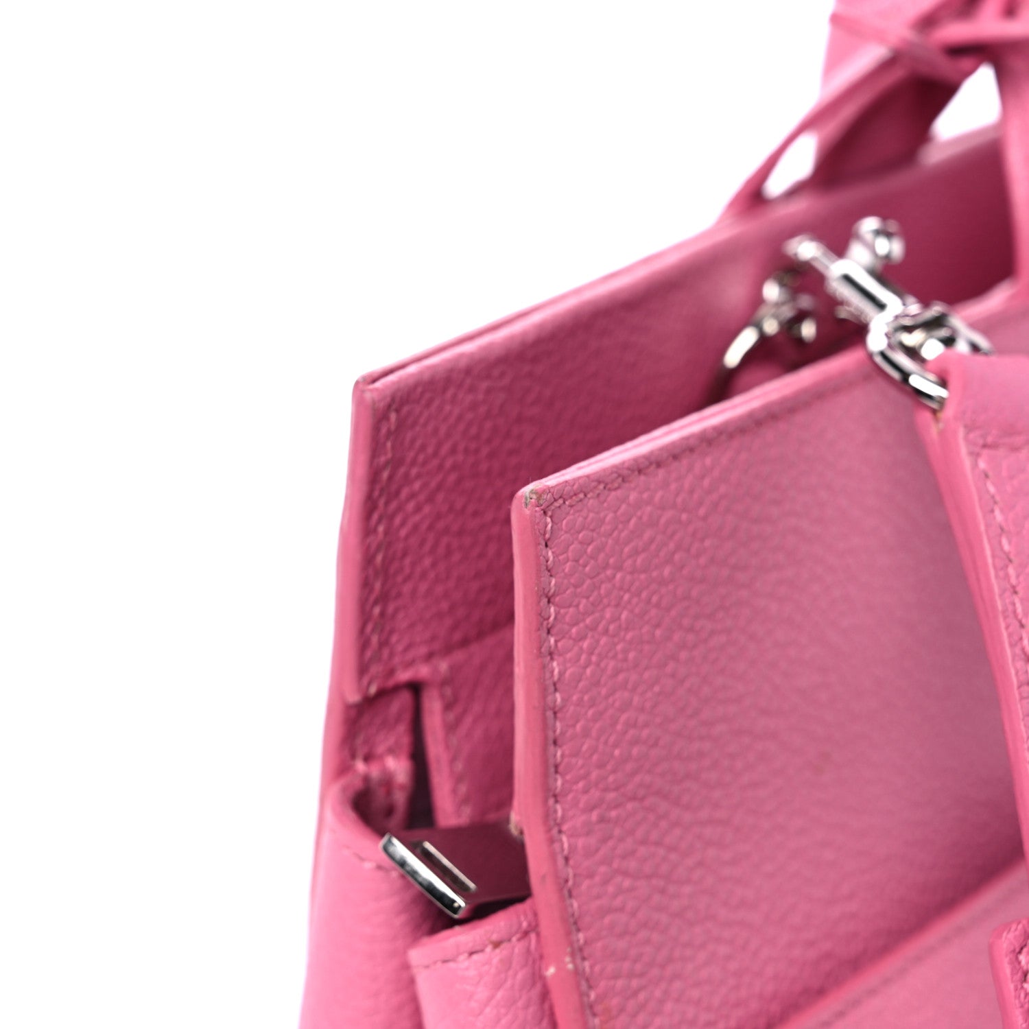 Saint Laurent Grained Calfskin Small Cabas Rive Gauche Rose Clair 13 of 18