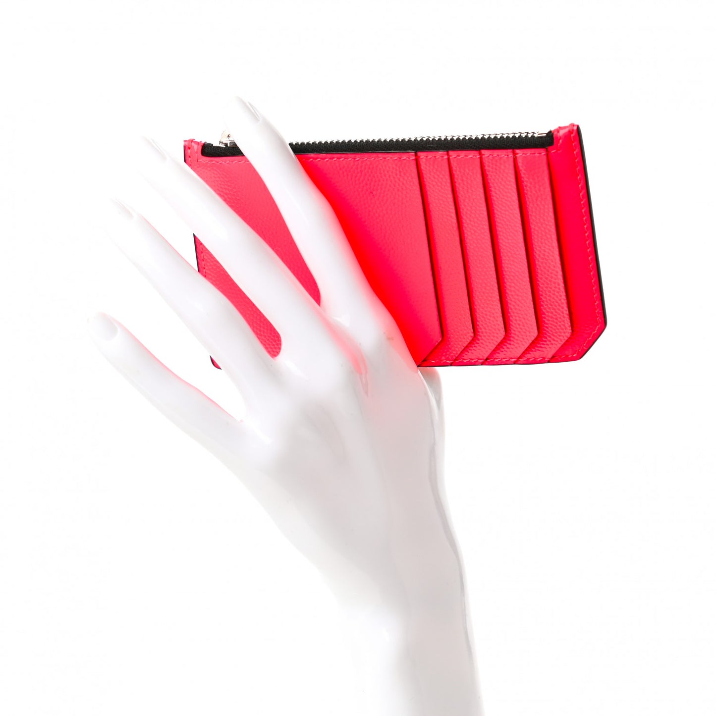 Patent Grain de Poudre 5 Fragments Zip Pouch Card Holder Neon Pink
