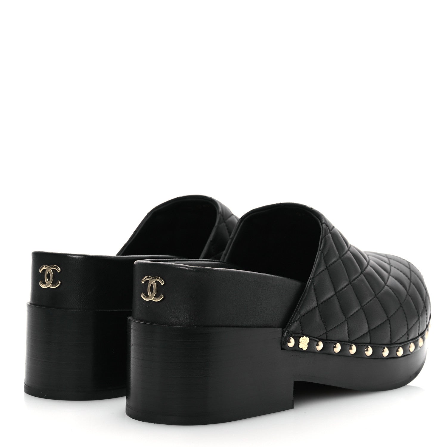 Chanel Lambskin Quilted CC Clogs 39 Black 5 of 11