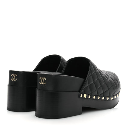 Chanel Lambskin Quilted CC Clogs 39 Black 5 of 11
