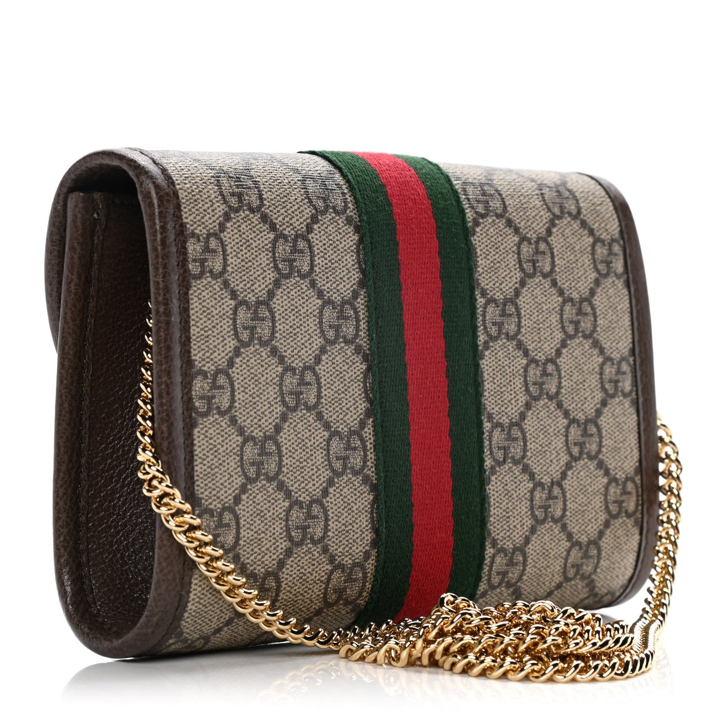 GG Supreme Monogram Web Mini Rajah Slim Flap Shoulder Bag Beige New Acero