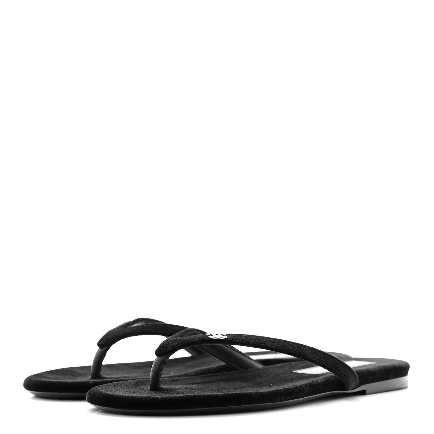 Velvet Crystal CC Thong Sandals 36.5 Black