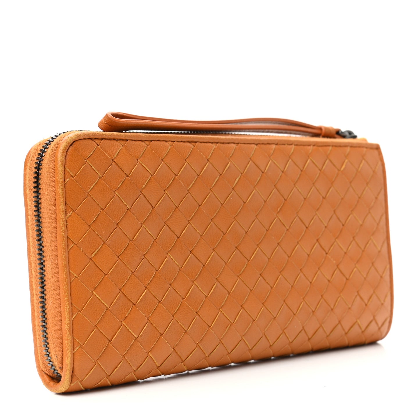 Nappa Intrecciato Half Zip Around Wallet Topaz