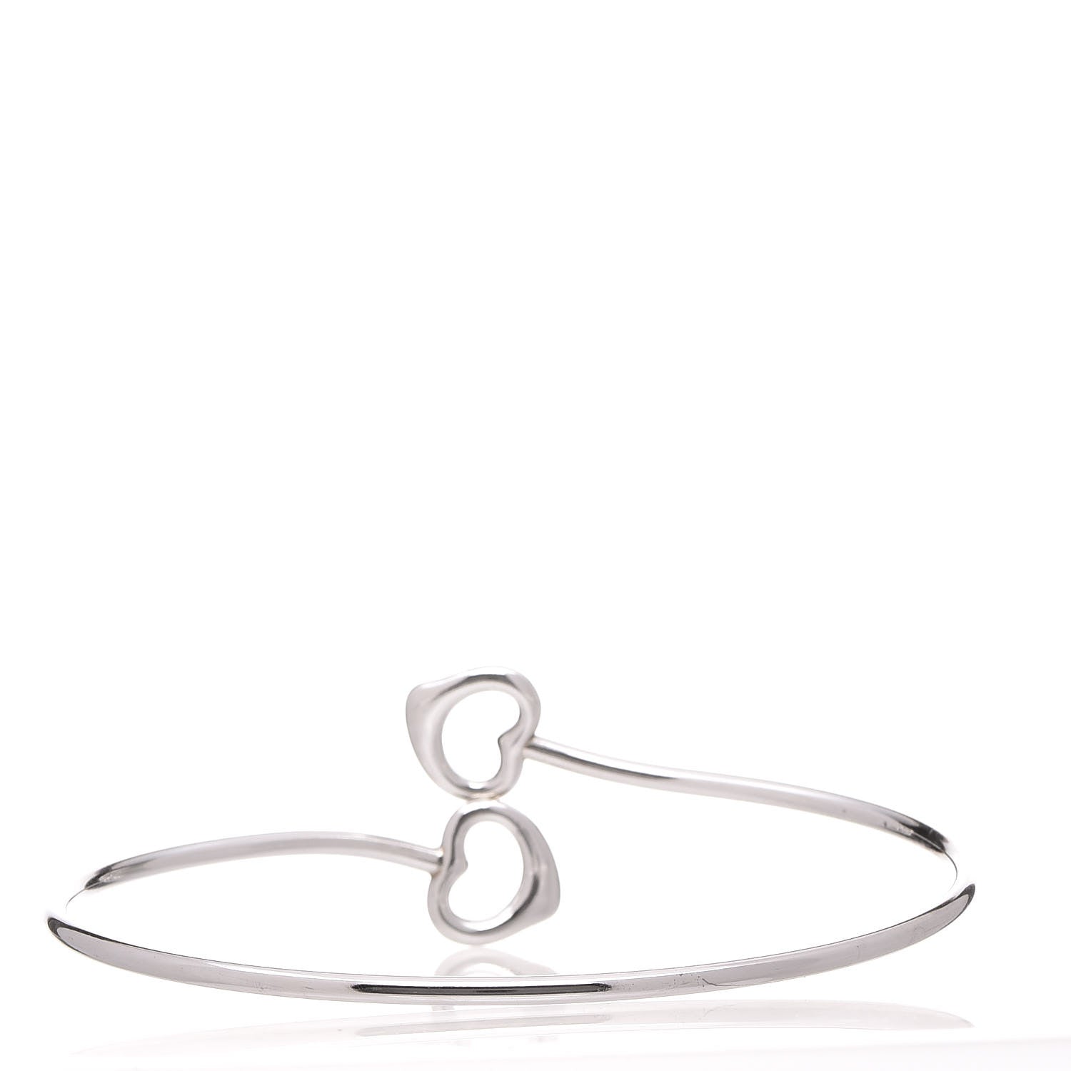 Tiffany Sterling Silver Elsa Peretti Double Open Heart Bangle Bracelet 3 of 5