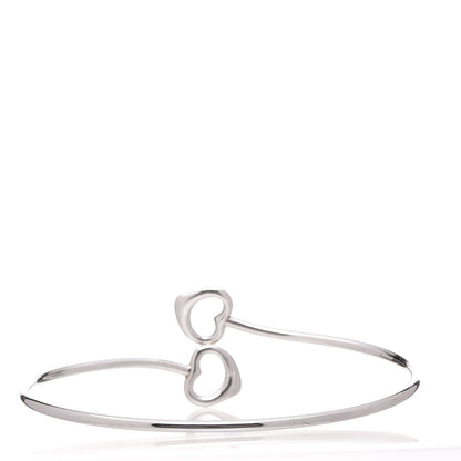 Tiffany Sterling Silver Elsa Peretti Double Open Heart Bangle Bracelet 3 of 5