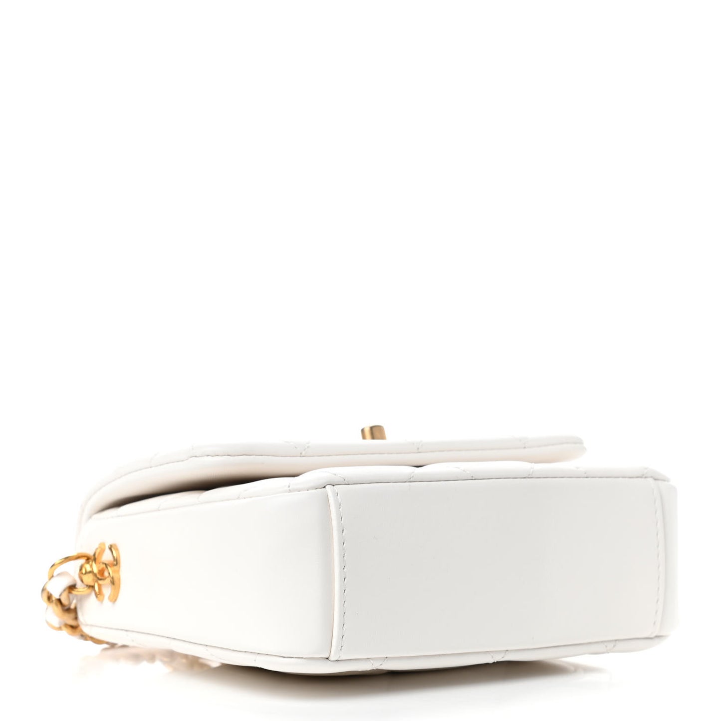 Lambskin Quilted Mini Side Note Flap White