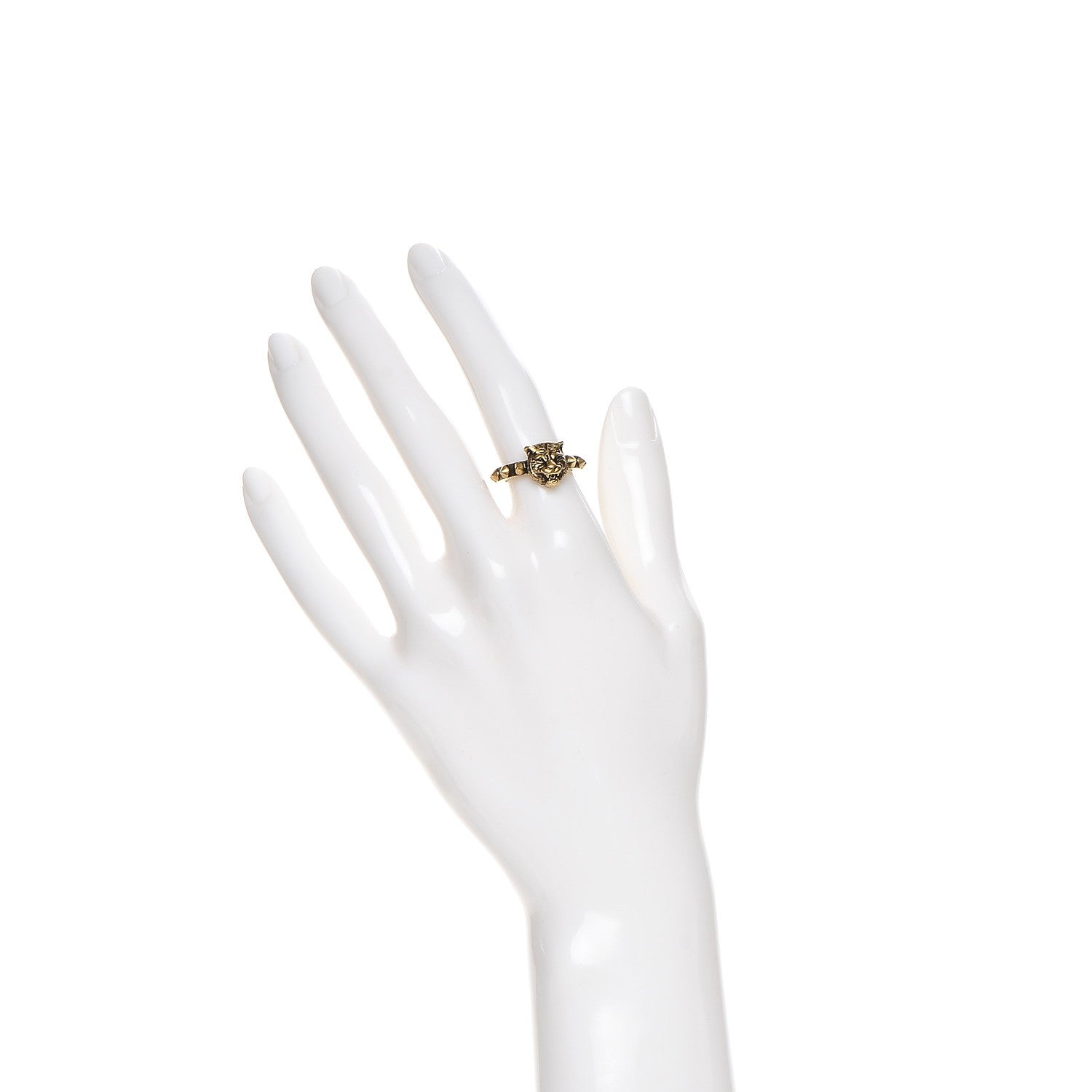 Gucci Metal Feline Head Ring 62 10 Aged Gold 2 of 7