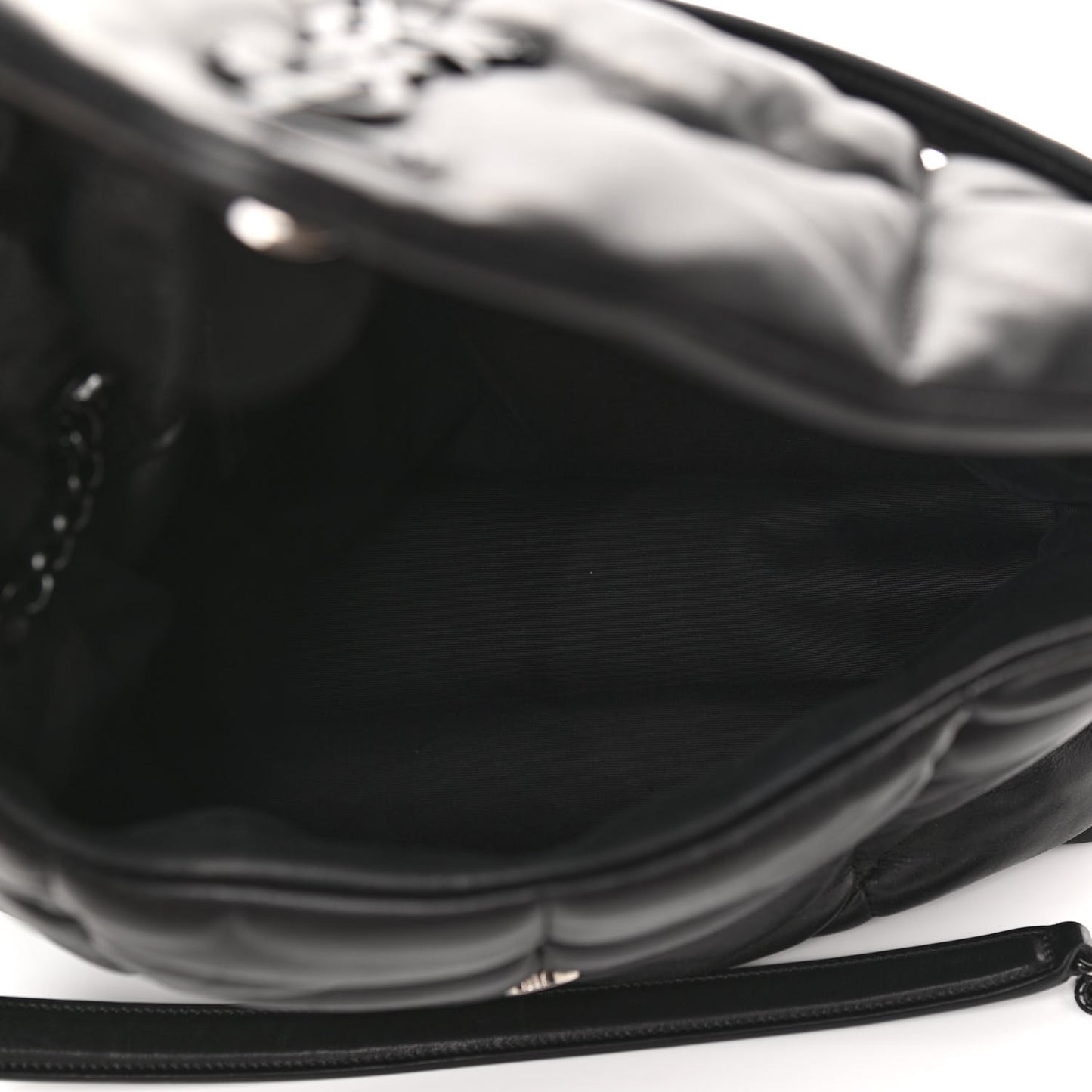 Lambskin Quilted Medium Loulou Puffer Monogram Chain Satchel Black