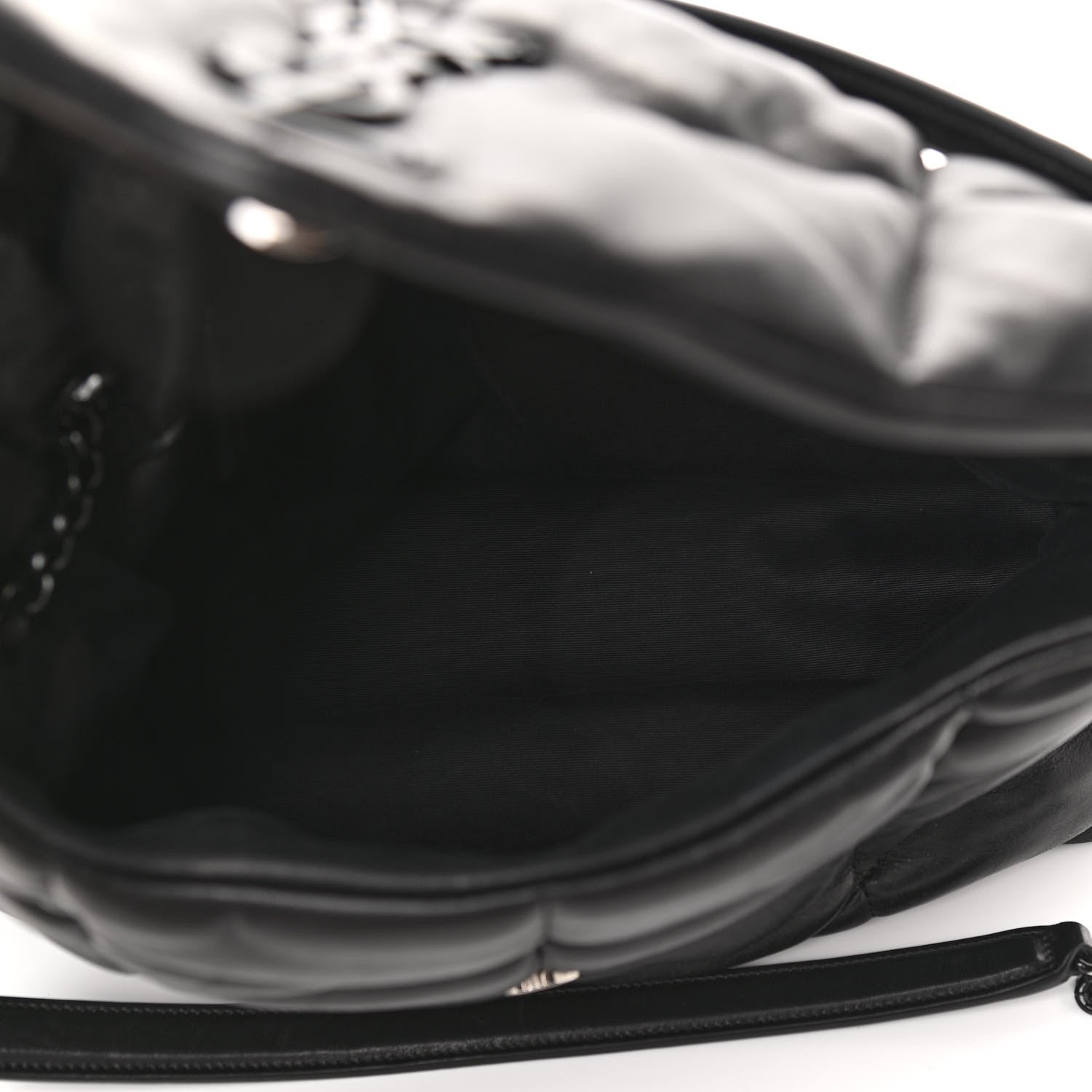 Saint Laurent Lambskin Quilted Medium Loulou Puffer Monogram Chain Satchel Black 7 of 11