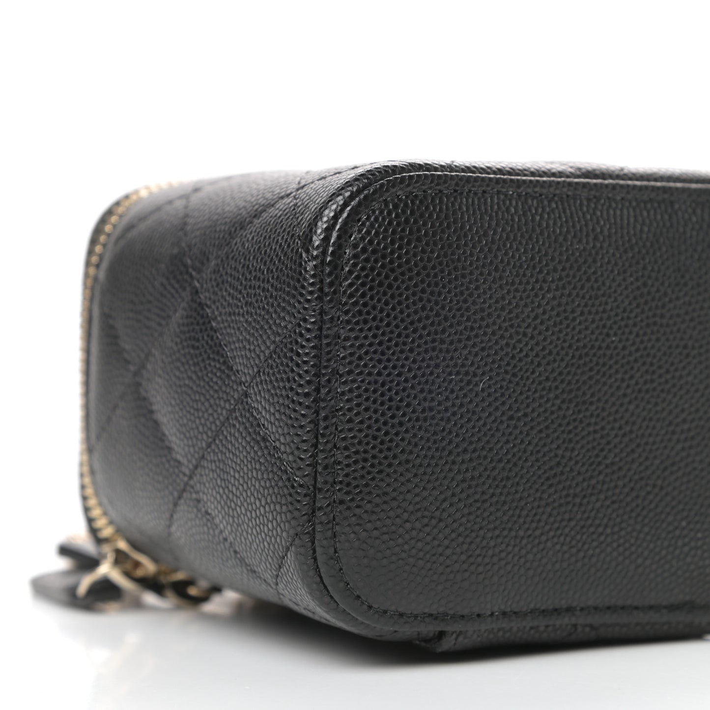 Caviar Quilted Mini Vanity Case With Chain Black
