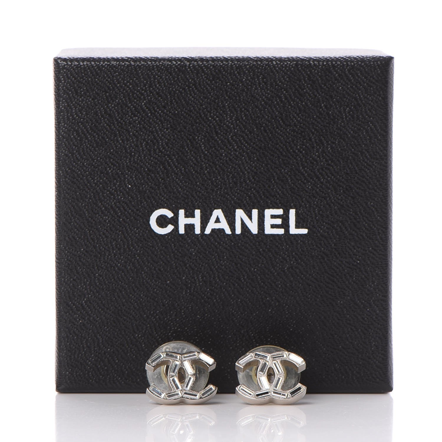 Chanel Baguette Crystal CC Earrings Silver 5 of 5