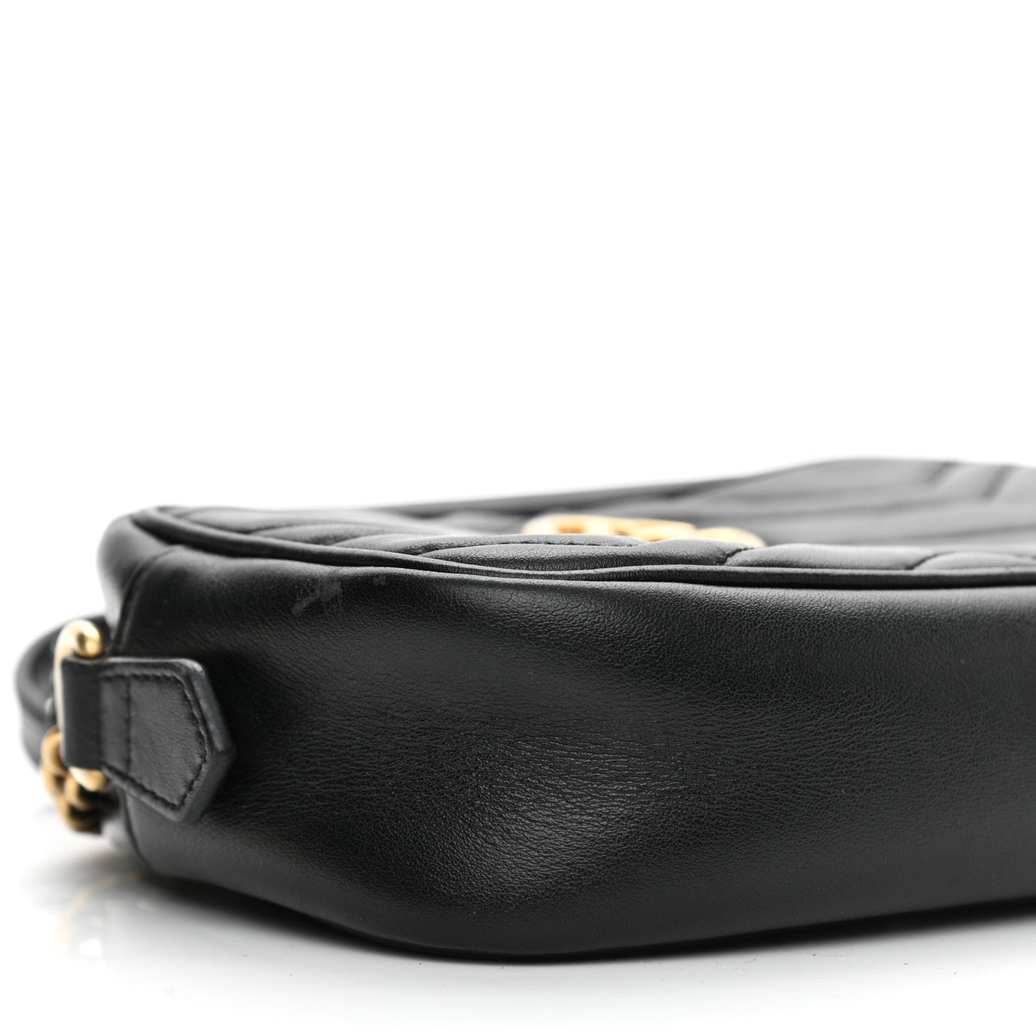 Gucci Calfskin Matelasse Mini GG Marmont Chain Shoulder Bag Black 9 of 13