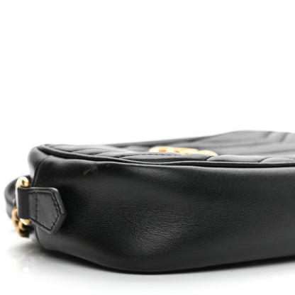 Gucci Calfskin Matelasse Mini GG Marmont Chain Shoulder Bag Black 9 of 13