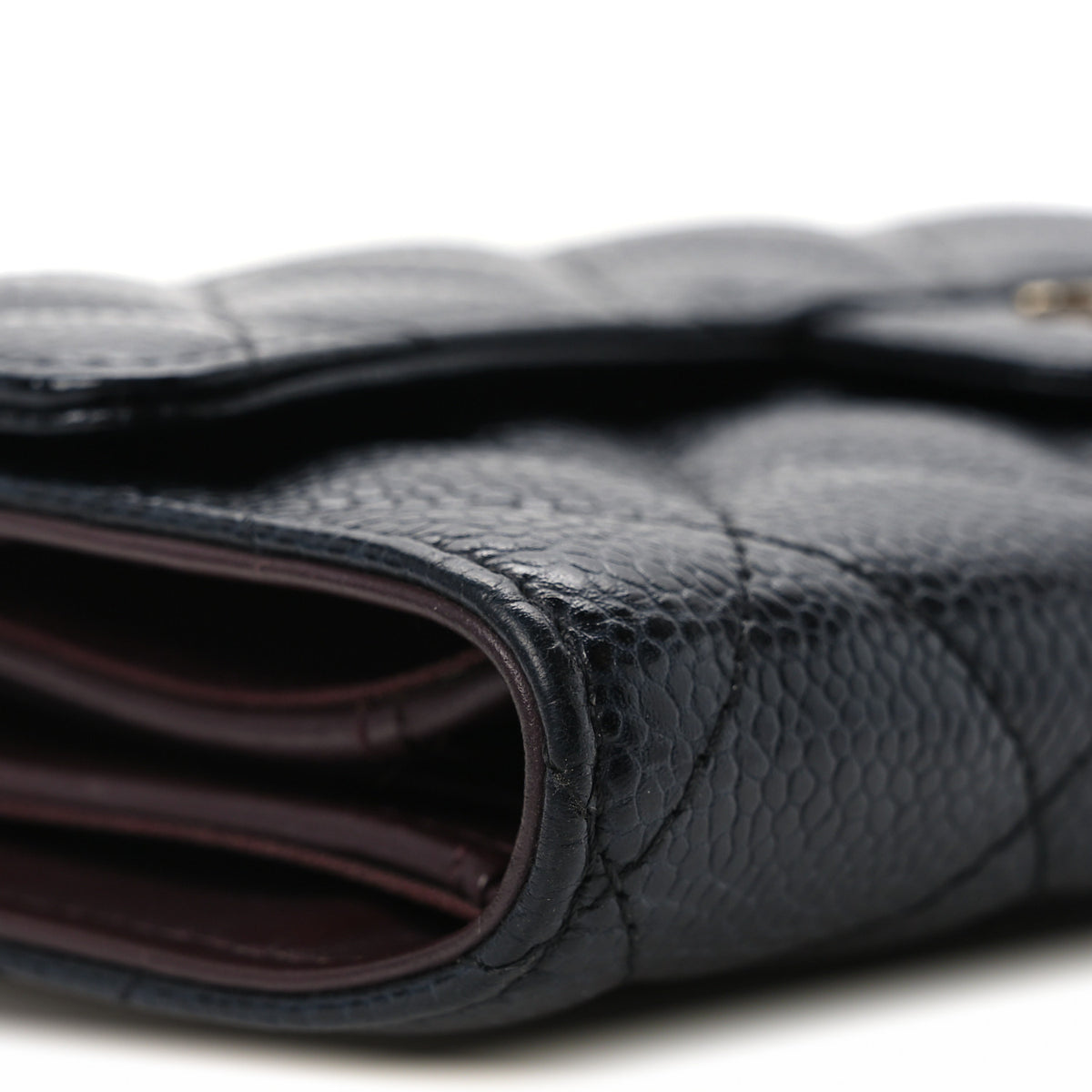 Caviar Quilted Long Flap Wallet Black