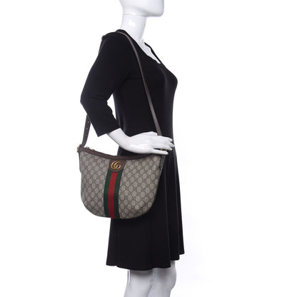 Gucci GG Supreme Monogram Web Small Ophidia Half Moon Hobo Brown 2 of 9