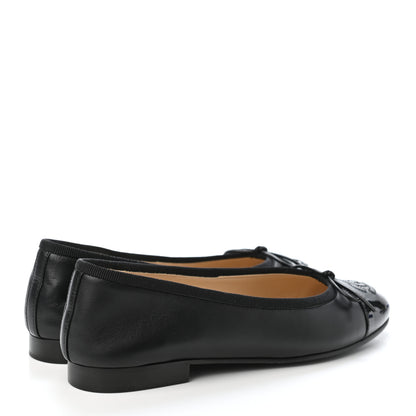 Chanel Lambskin Patent Calfskin CC Cap Toe Ballerina Flats 35.5 Black 3 of 4