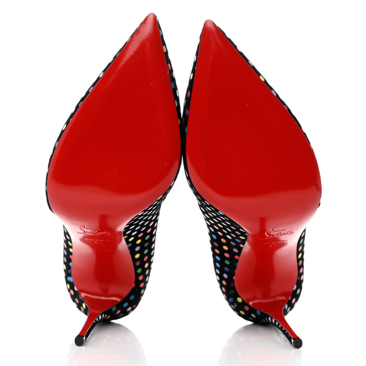 Christian Louboutin Suede Polka Dot Hot Chick 100 Pumps 41 Black Multicolor 5 of 9