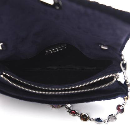 Miu Miu Velluto Matelasse Crystal Flap Clutch Navy 5 of 10
